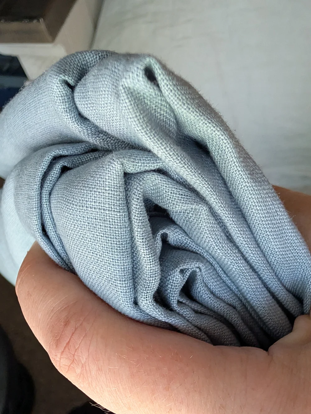 Quince 100% European Linen Blackout Curtain Light Blue 48x84 NEW